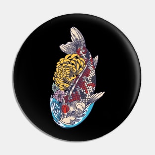 Koi with chrysanthemum Pin