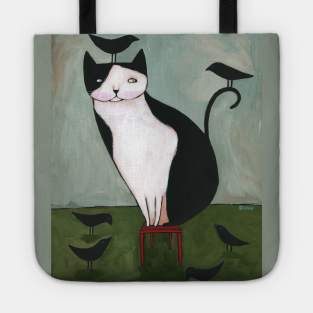 Tuxedo Cat and Crow Friends Tote