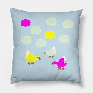 Cute Geese and Clouds Cartoon Pillow