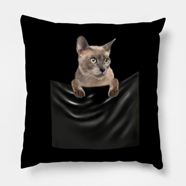 Tonkinese Cat inside Pocket, Cat Lover Pillow by dukito