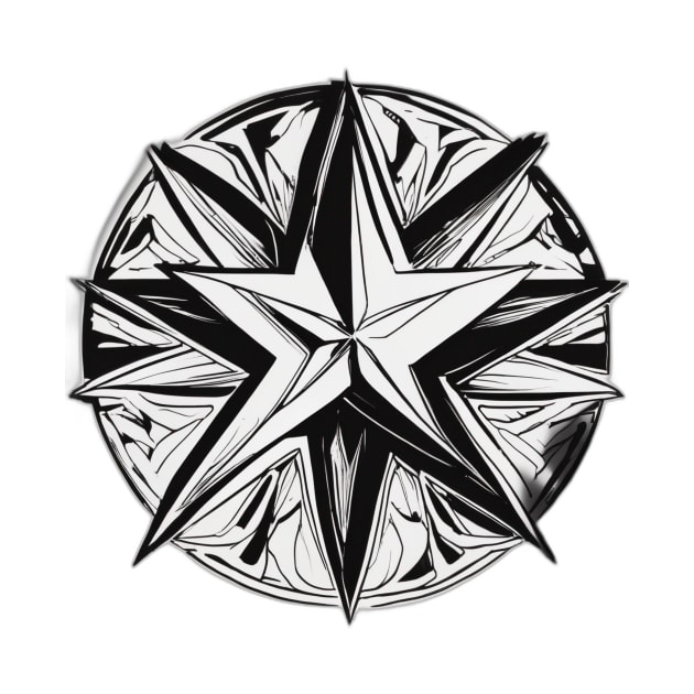 Monochrome Geometric Star Design No. 505 by cornelliusy