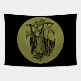 Halloween Bat, Omens, Signs, and Fortunes - Olive and Black Style Tapestry