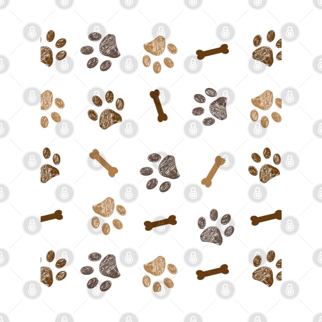 Brown doodle paw print and bone by GULSENGUNEL