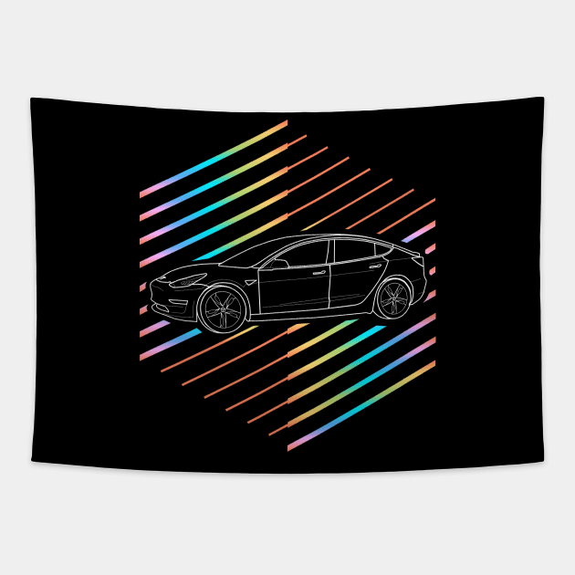 Retro 80s Electric Car Tapestry by Shannon Marie