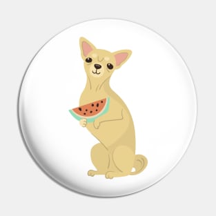 Chihuahua Dog with watermelon Pin