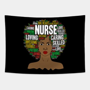 Black Nurse Afro Word Art Tapestry