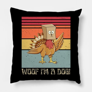 Funny Retro Vintage Thanksgiving Turkey woof Pillow