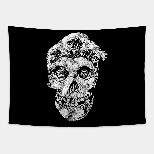 Skull Head Waves Tapestry by FUMANTO