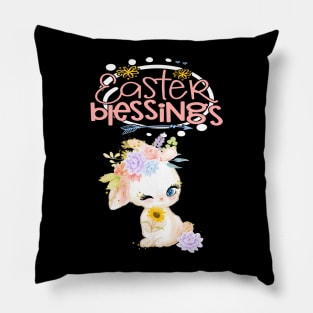 Easter Bunny Cute Spring Blessings Fun Egg Hunting Basket Pillow