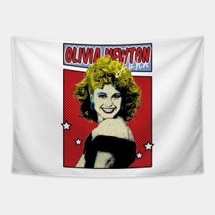 Olivia Newton John Pop Art Comic Style Tapestry