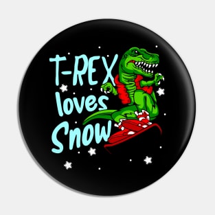 Snowboard T-Rex Dino Snowboarder Gift Pin