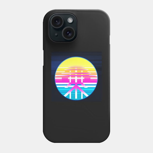 Colorful cyber abstraction circle sun Phone Case by SJG-digital