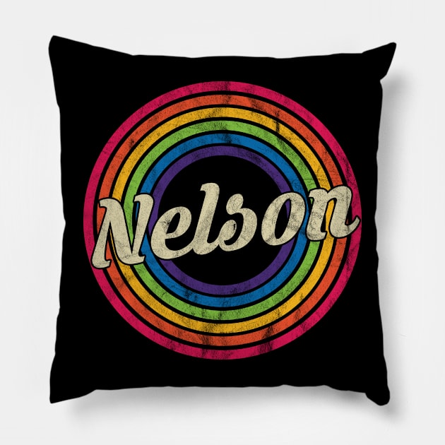 Nelson - Retro Rainbow Faded-Style Pillow by MaydenArt