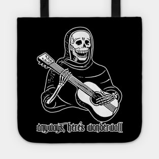 Anyways Here's Wonderwall // Humorous Skeleton Illustration Design Tote