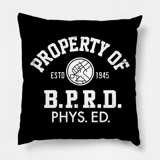 HELLBOY - B.P.R.D. PHYS. ED. - 2.0 Pillow by ROBZILLA