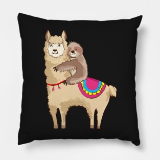 Sloth Riding Llama Hugging Animal Friends Pillow