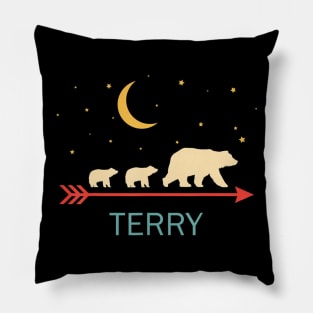 Terry Name Gift Personalized Mama Bear With 2 Cubs Pillow