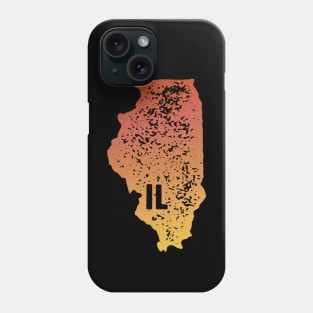 US state pride: Stamp map of Illinois (IL letters cut out) Phone Case