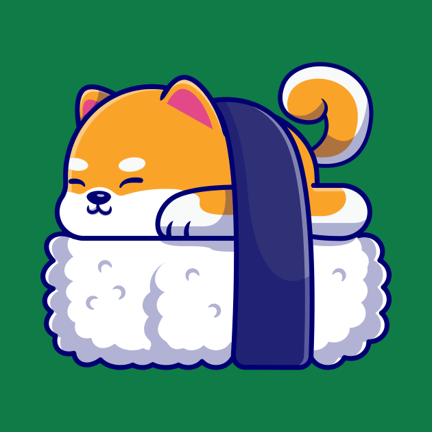 Cute Shiba Inu Dog Sushi Cartoon Illustration by Catalyst Labs