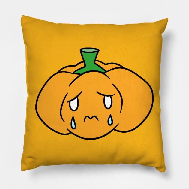 Sad Crying Orange Bell Pepper Pillow by saradaboru