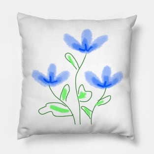 Blue floral watercolor art Pillow