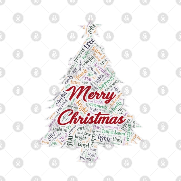 Christmas Tree Wordcloud for Lighter Backgrounds by WYL - Words You Love