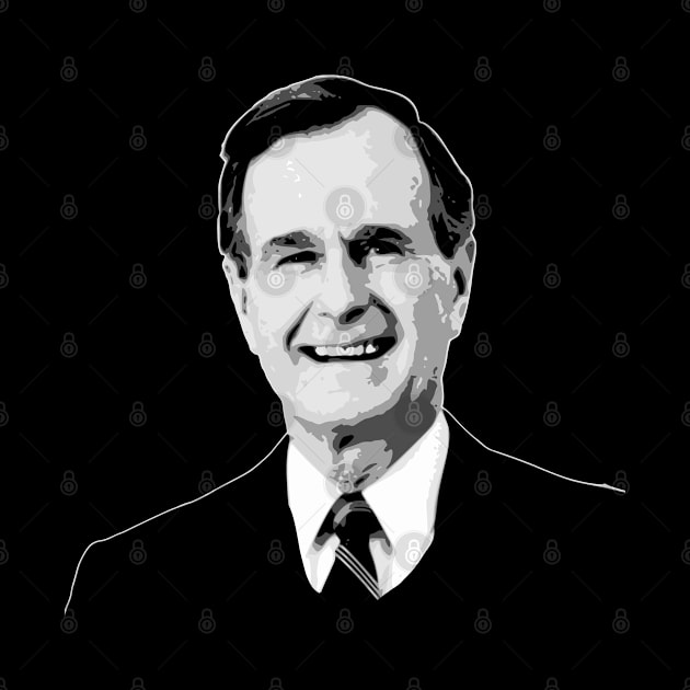 George H.W. Bush Black and White by Nerd_art