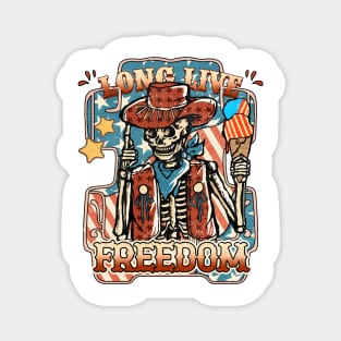 Long Live Freedom Western Skeleton Magnet