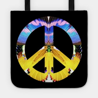 Peace Sign Support Life Humanity Hope Compassion Floral Nature Inspired Psychedelic Kaleidoscope Hippie Flower Power Expressive Youthful Tote