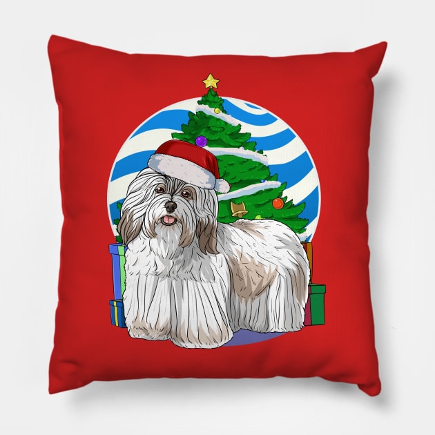 Havanese Dog Cute Santa Christmas Gift Pillow by Noseking