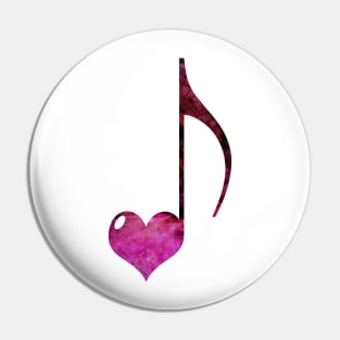 Musical note pink heart Pin