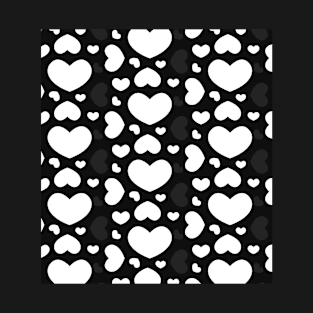 White, black and grey hearts pattern T-Shirt