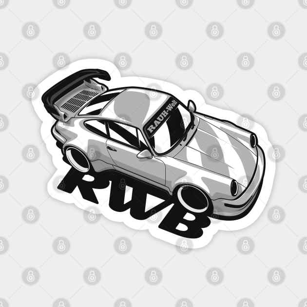 Silver Custom 911 RWB Widebody Magnet by KaroCars