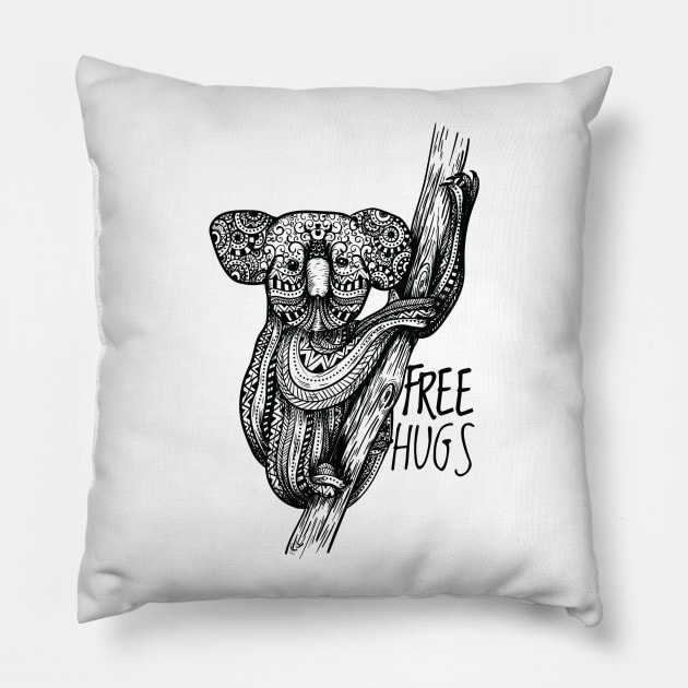 koala bear free hugs Pillow by madeinchorley