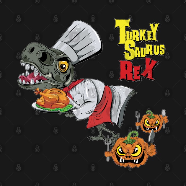 Turkey Pumpkin Saurus Funny Halloween and Thanksgiving by PunnyPoyoShop
