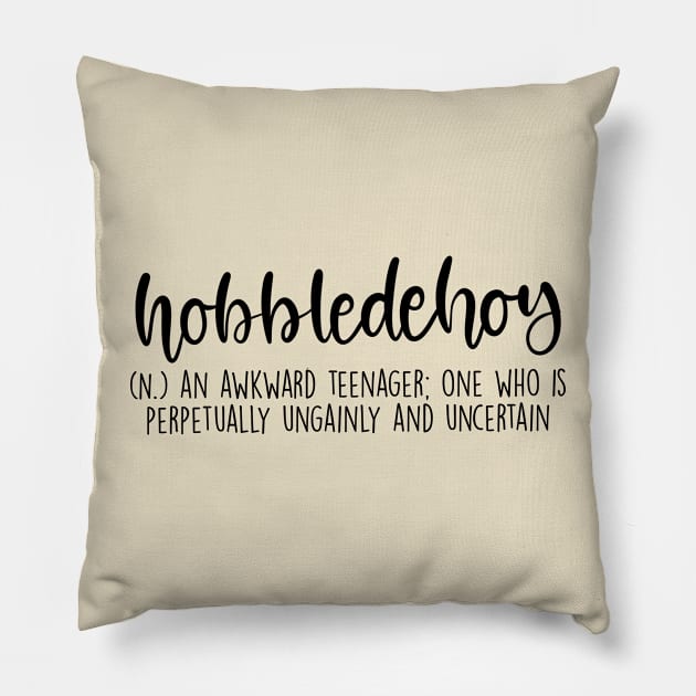 Hobbledehoy Aesthetic Word Definition Pillow by Slletterings