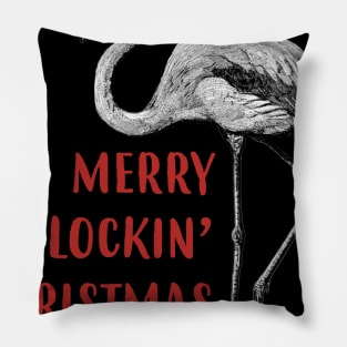 Merry Flockin' Christmas Gift For Flamingo Lover Pillow