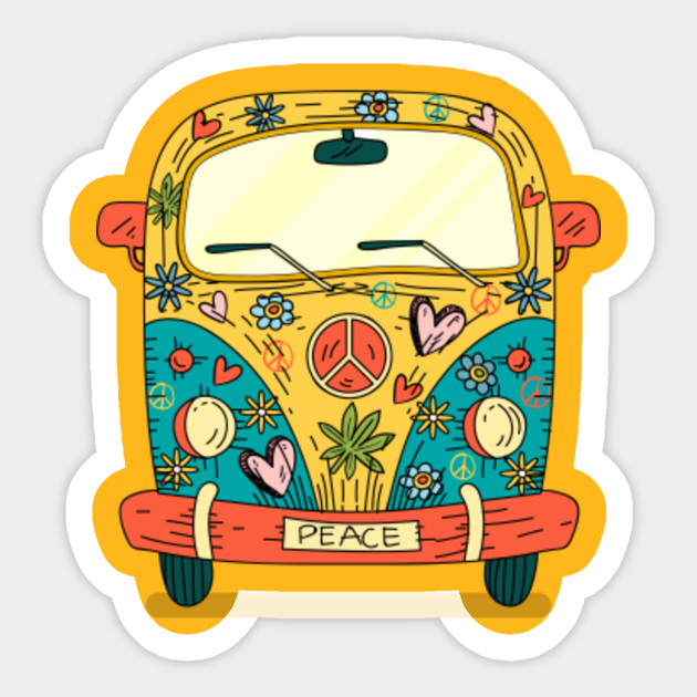 Hippie Van Camping Car Hippie Van Sticker Teepublic