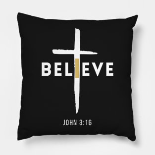 I Believe, Cross, Christian Design Pillow