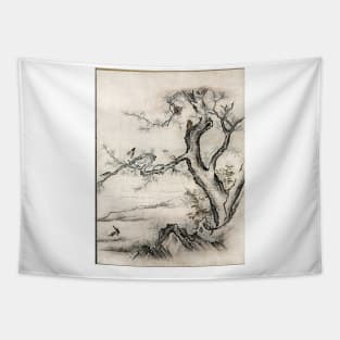 Flowers and Birds in a Spring Landscape Classic Tapestry