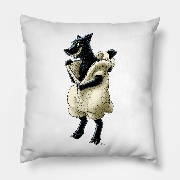 Wolf in Sheeps Clothing Pillow by MoCampobasso