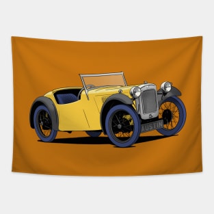 Yellow Austin 7 Vintage Car Tapestry