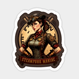 Steampunk Maniac Woman Engineer Mechanic Magnet