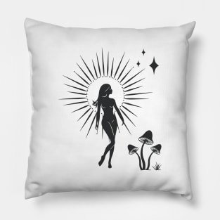 Walking Sun Mushroom Goddess Pillow