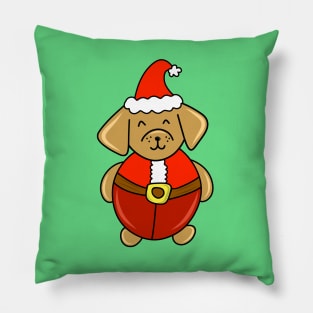 Chubby Santa Claus Christmas Dog Cartoon Doodle, made by EndlessEmporium Pillow