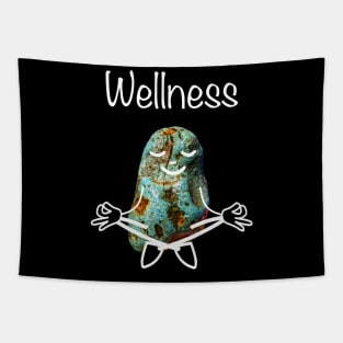 Rockhound Lotus Yoga Pose - Funny Wellness Mental Health Rockhounding Tapestry