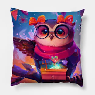 Cute Owl Drawing Pillow