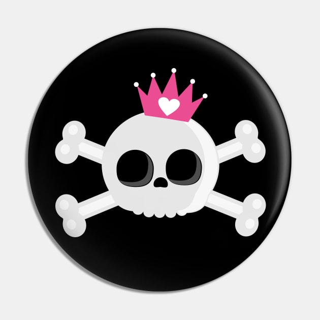 Cute Emo Skull with Crown Pin by RageRabbit