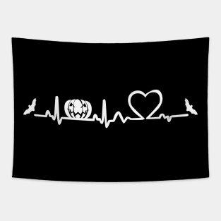 Halloween Pumpkin Heartbeat T-shirt Tapestry