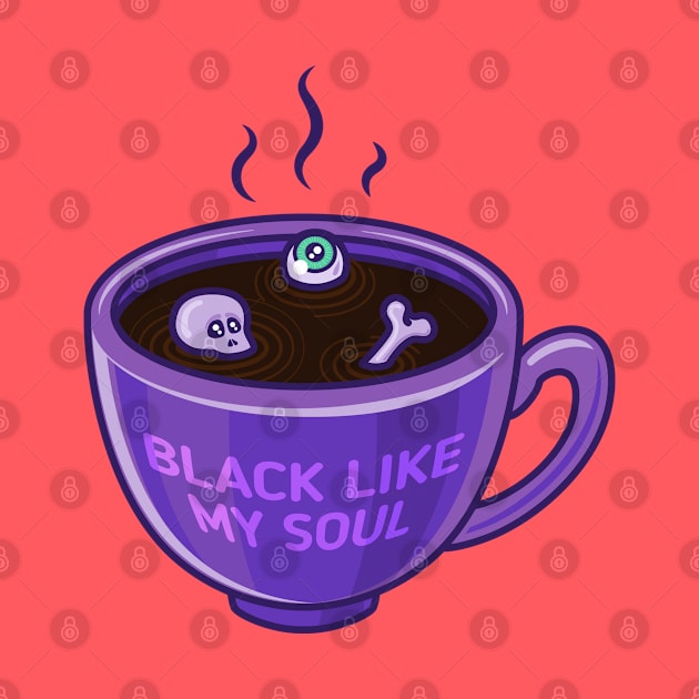 Black like my soul coffee cup with skull and bone by Sugar & Bones